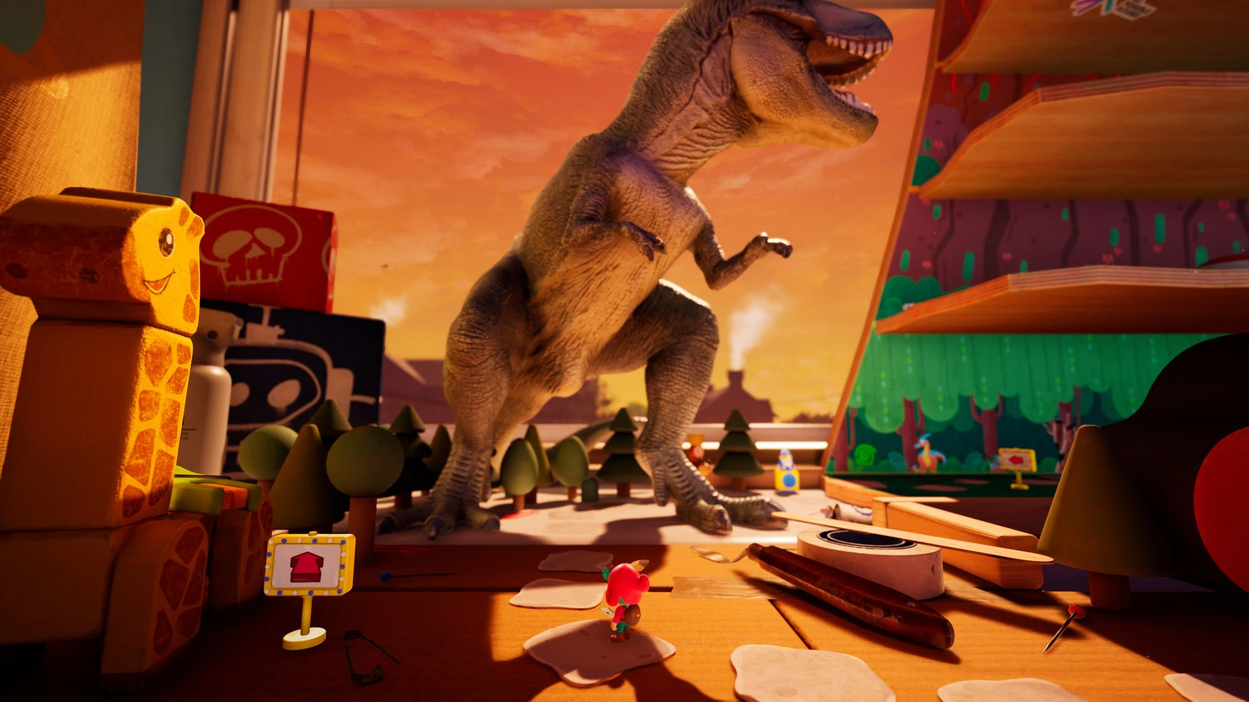 the plucky squire, a 3d scene with a dinosaur