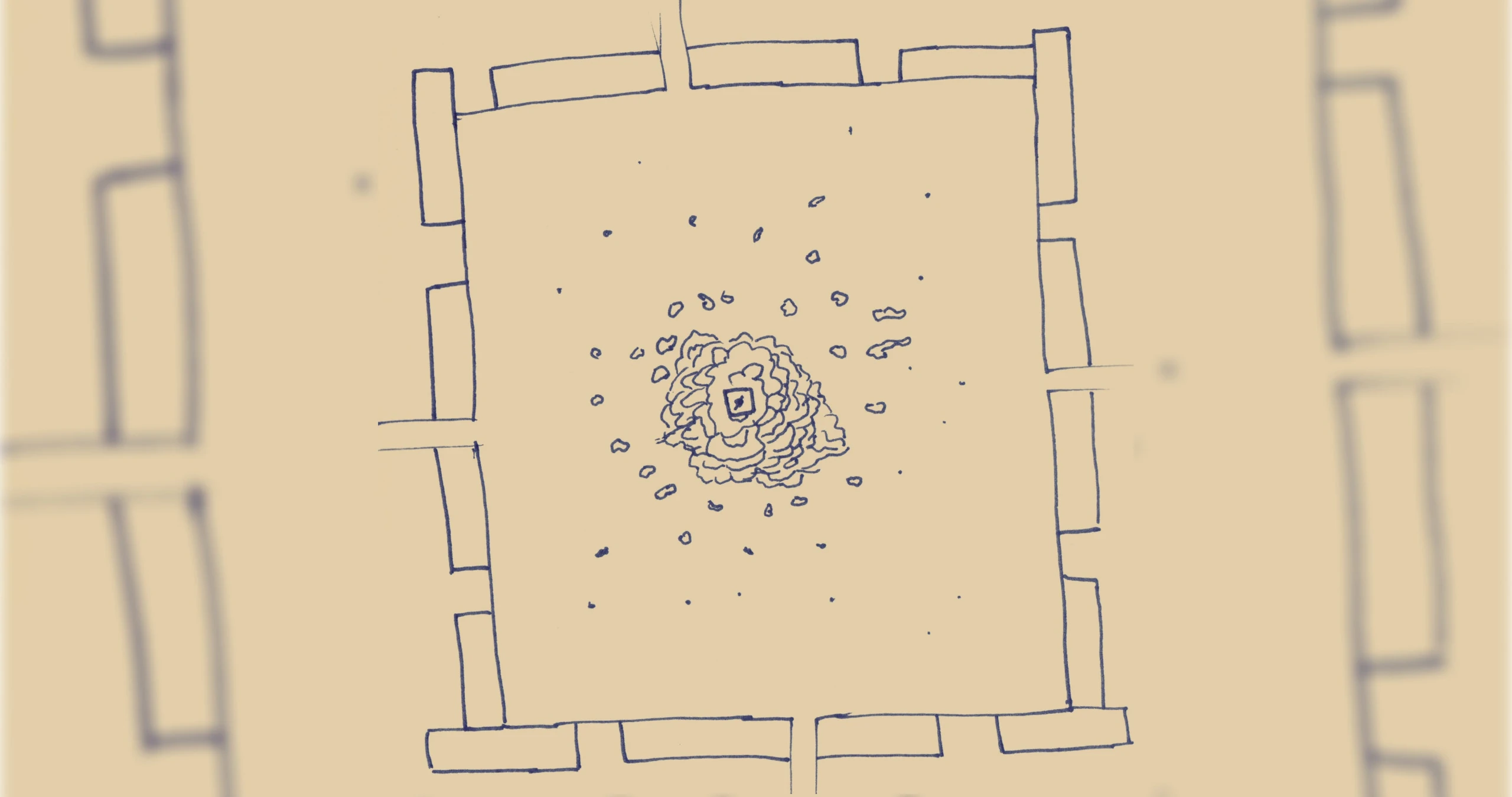 the forest square, a top-view drawing